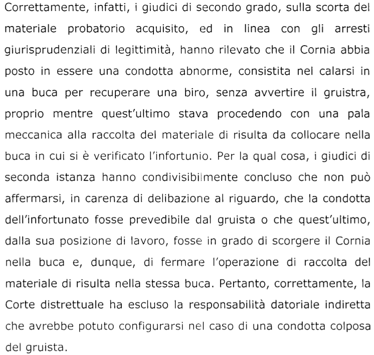 lorempel's tweet photo. #Cassazione 4225/19: va esclusa la #responsabilità datoriale indiretta, che si configura in caso di condotta colposa di altro dipendente, se #infortunio sia stato causato da un comportamento #abnorme del #lavoratore infortunato.
#rischioelettivo #sicurezza
https://t.co/Cr6QtrWlMa https://t.co/NP8ooatdlj