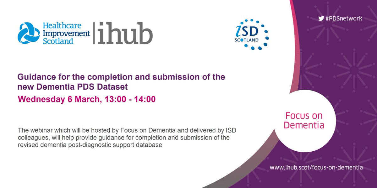 FocusOnDementia's tweet photo. Our recording of our recent Dementia PDS dataset webinar is now online! You can access the recording here - https://t.co/qcx40BH2eQ

#PDSnetwork @NHSNSS @ihubscot https://t.co/c5lU94PIni