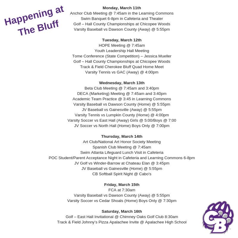 HallcoCBHS's tweet photo. This week at The Bluff! https://t.co/V32oXJJXs1