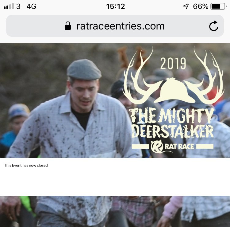 Steph__D's tweet photo. @RatRaceHQ trying to enter Mighty Deerstalker but keep getting this message when I click through from the main site. Still 8hr 45 left to enter. Please help! https://t.co/RRdooY2EeZ