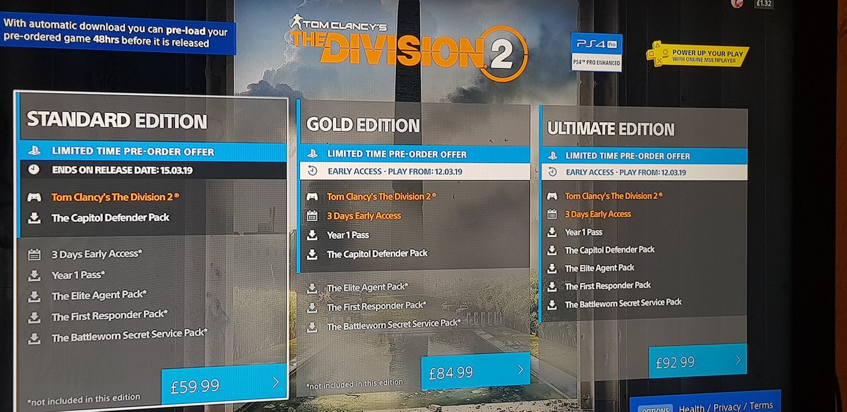 no1stuntmaster's tweet photo. And this is the future of gaming , you can't just buy one version now and look at the prices #whatjoke #choice #digitalprices #screwtheconsumer #Division2 https://t.co/cmrjkVBevA