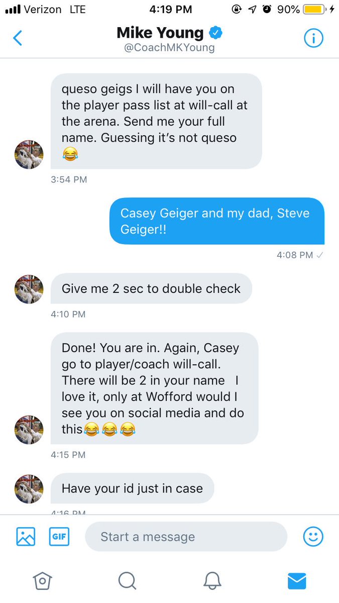 would your big state school coach ever????? more excited than ever to cheer on <a href="/WoffordMBB/">Wofford Men's Basketball</a> at the socon championship!!!! dear old wofford hail 💛 #woffordterriers #tdogsonTOP #smallschoolbigheart