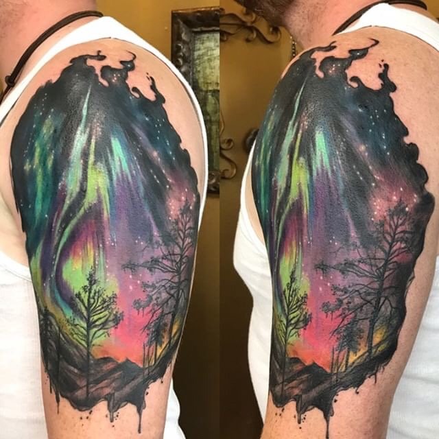 50 Northern Lights Tattoo Designs For Men  Aurora Borealis Ideas