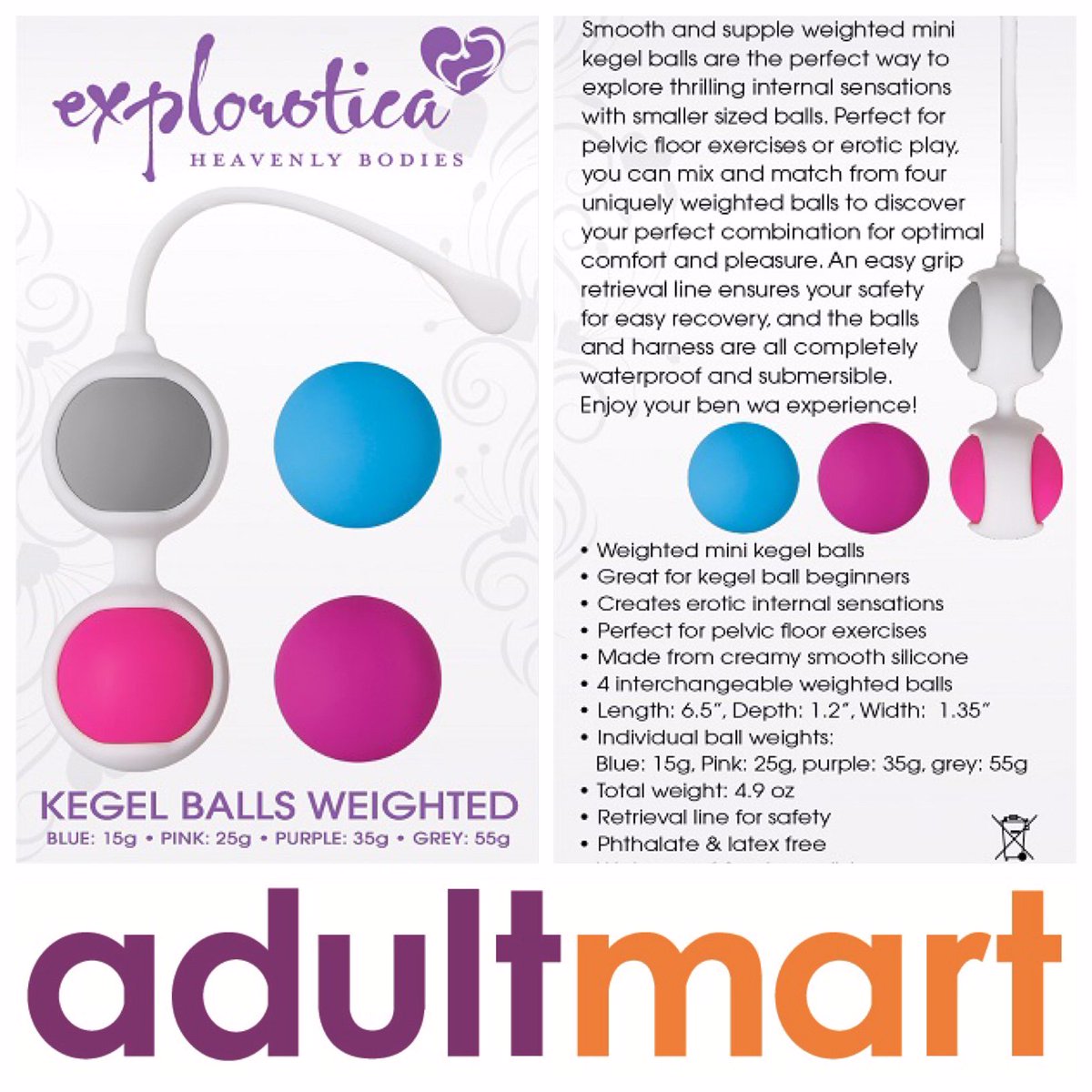 adultmartstores's tweet photo. NEW this week exclusively at @adultmartstores ... Kegel Balls from Explorotica! Four balls in various sizes allow you to customize according to your personal preference! #explorotica #adultmart
Also available at https://t.co/KiK7BJWj2n https://t.co/3DBRdiFvH4