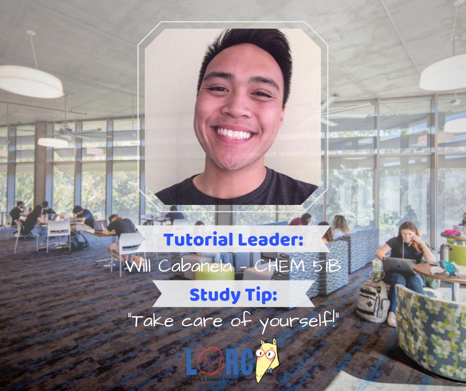 "Taking care of yourself probably is not on your priority list when you are busy preparing for finals. However, your physical, mental, and emotional health are involved to how well you will do on your exams. Do what you need to do to keep yourself happy and healthy!" -Will #uci