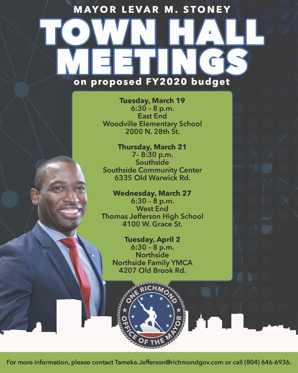 LevarStoney's tweet photo. My fiscal year 2020 budget proposal provides bold investments in our community. If you care about fixing our schools and our streets, I want to hear from you. #1RVA https://t.co/9WHcHRoIHs