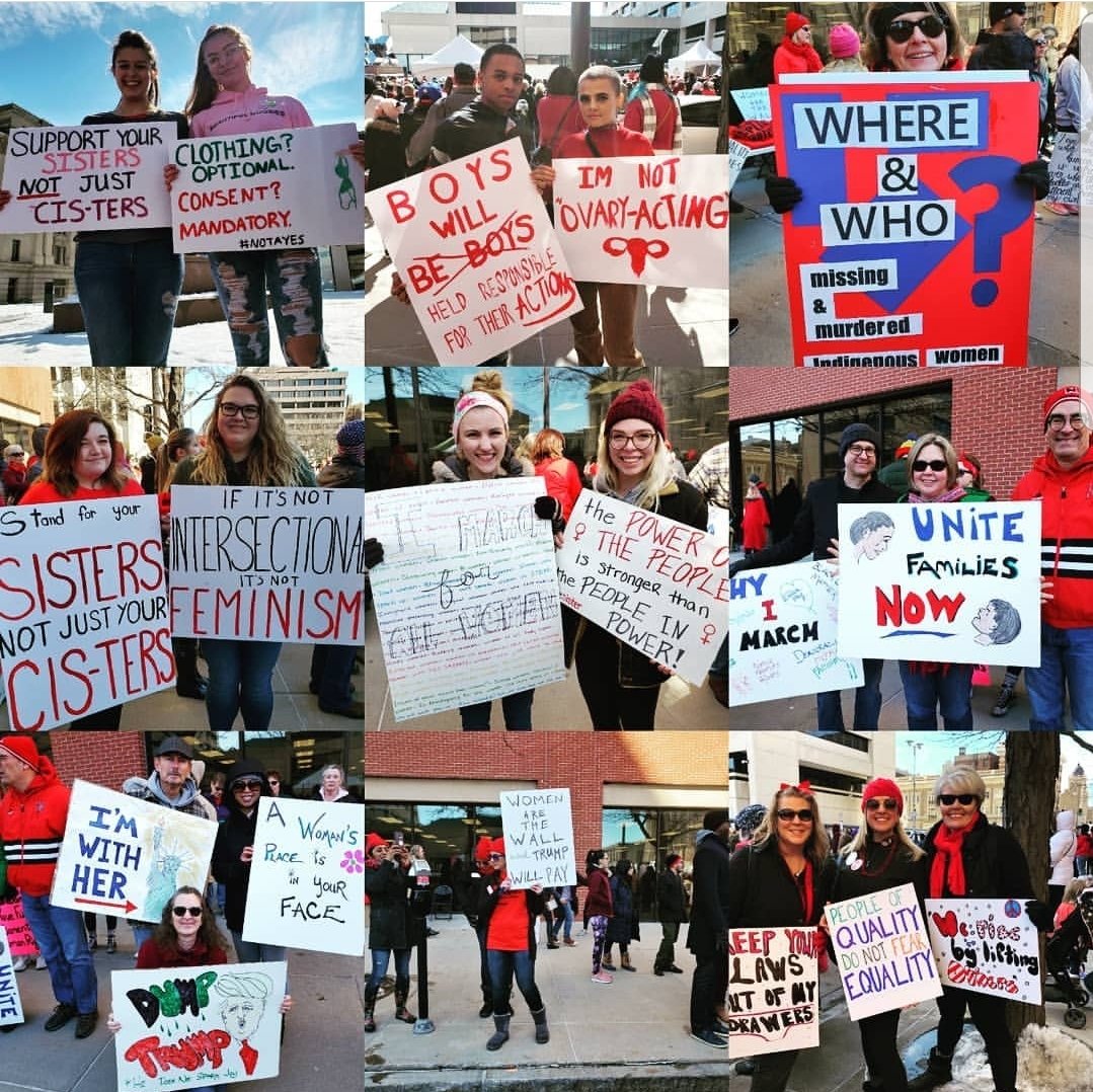OMAWomensMarch's tweet photo. Thank you to all the amazing marchers who showed up in red and with creative signs! #OWDM2019 #WearRed #MMIW #MarchadelDiadeLasMujeres https://t.co/divKYoFZ5F