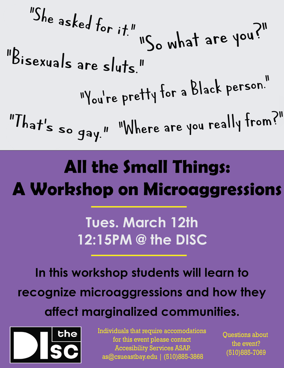 CSUEB_Diversity's tweet photo. Two events going down tmrw! #CSUEBDISC #Microaggressions #Latinx #Colorism https://t.co/7EHaKAdBVg