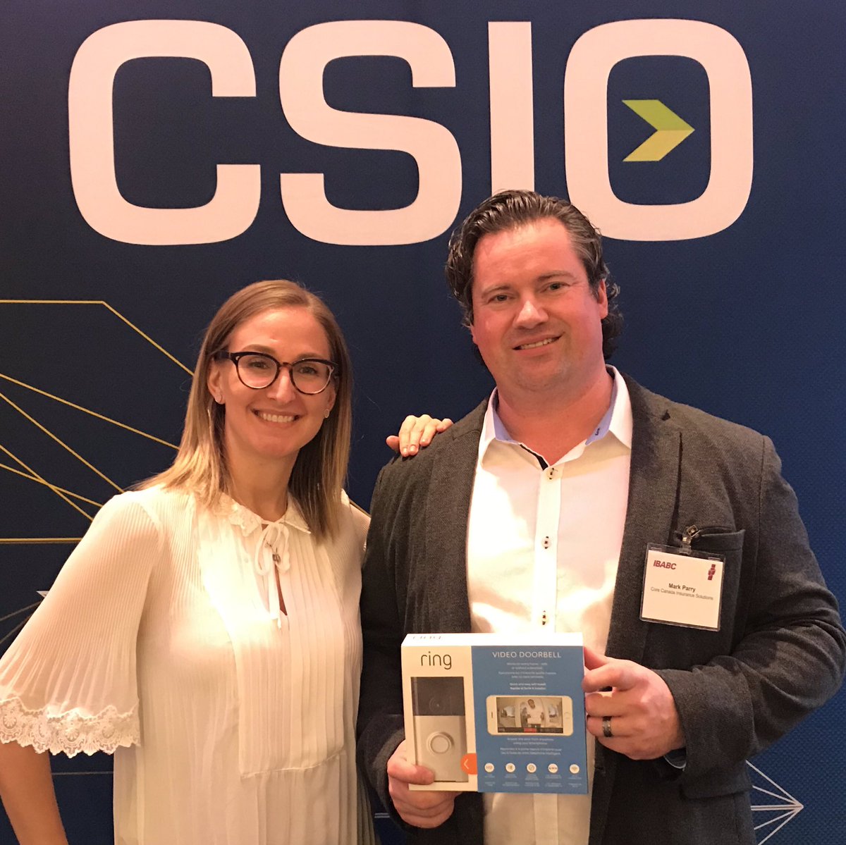 CSIO's tweet photo. We had a great time at #IBABC19 and want to Congratulate Mark Parry of #CoreInsuranceSolutions on winning a Video Doorbell at the BC Brokers Convention! https://t.co/eFSTi2aoOH