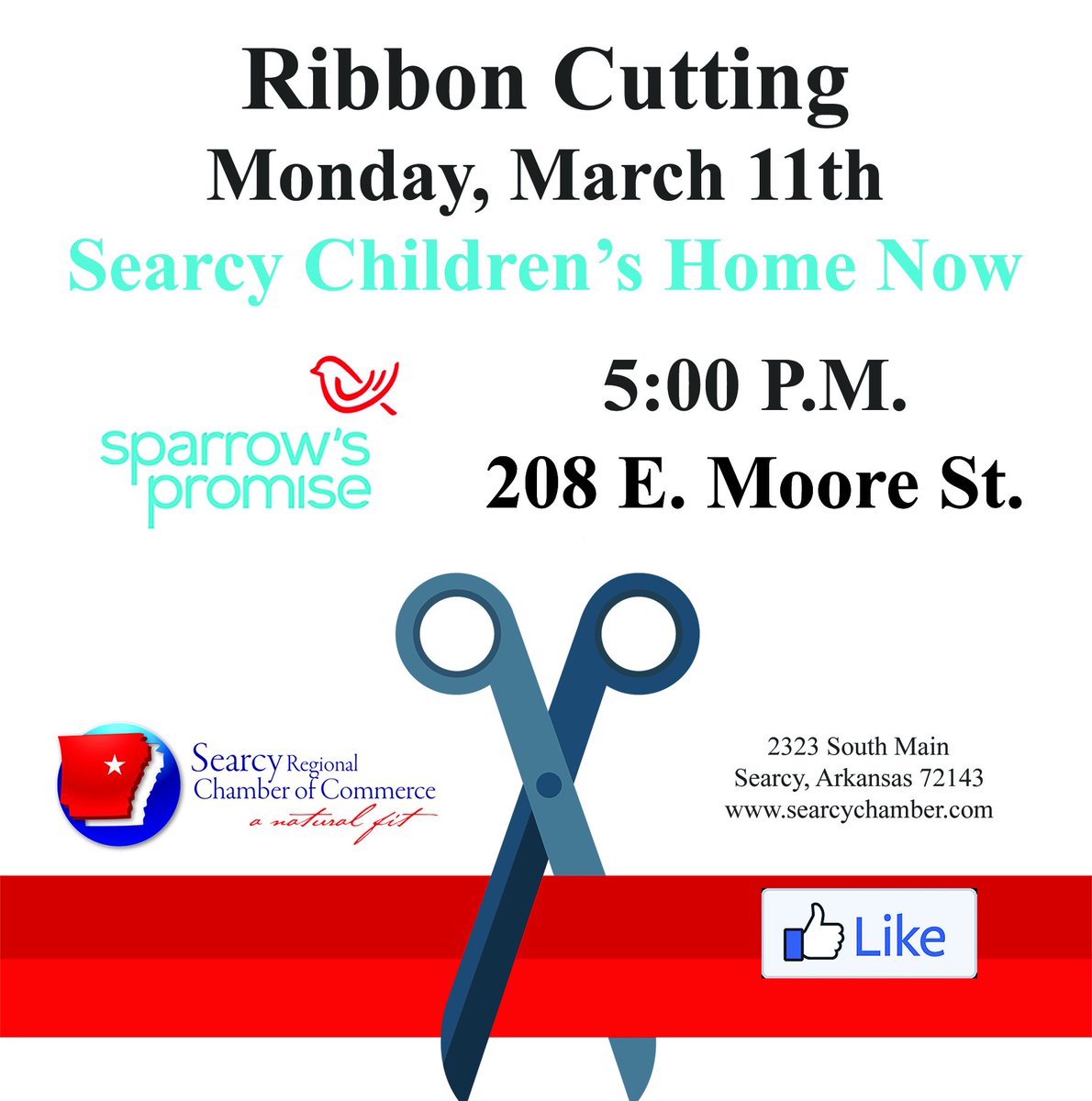VisitSearcy's tweet photo. Today, join Searcy Children's Home for a Ribbon Cutting at 5:00 p.m. Work at the Searcy Children’s Homes office is completed and will be renamed to Sparrow’s Promise to better fit the new programs, but the mission will remain the same; to provide hope to children and families. https://t.co/6gQdjI07IF