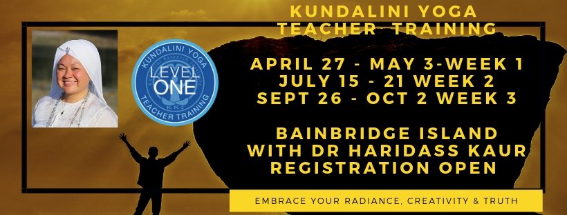 Kundalini Yoga teacher training starts on April 27th - Bainbridge Island at the SEE Knowledge Center.  
drharidass.com/events/usa-bai…
