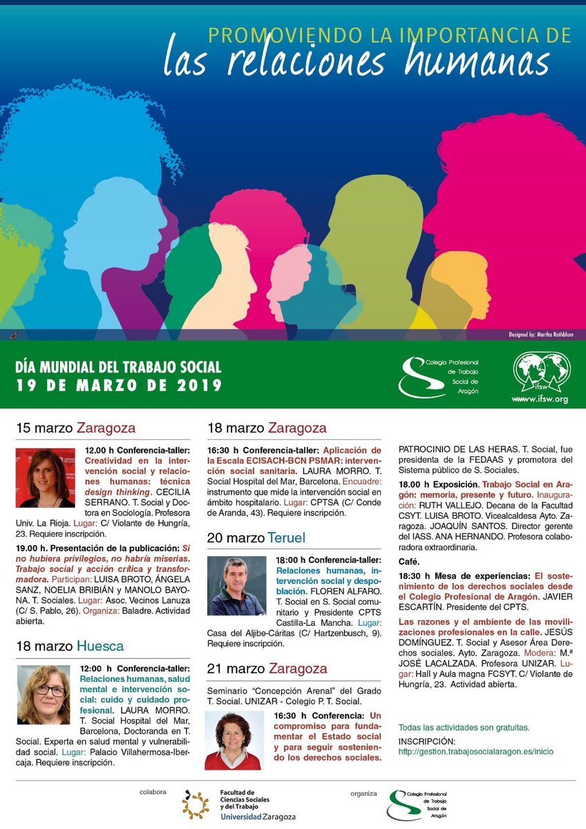 Día Mundial del Trabajo Social 2019 en Aragón. Actividades en Zaragoza, Huesca y Teruel, @movsociz @ceserran @Lauramorro_f @JavierEscartin @COTSclm @susodomin @luisabroto @decanavallejo_ @JoaquinSantosM