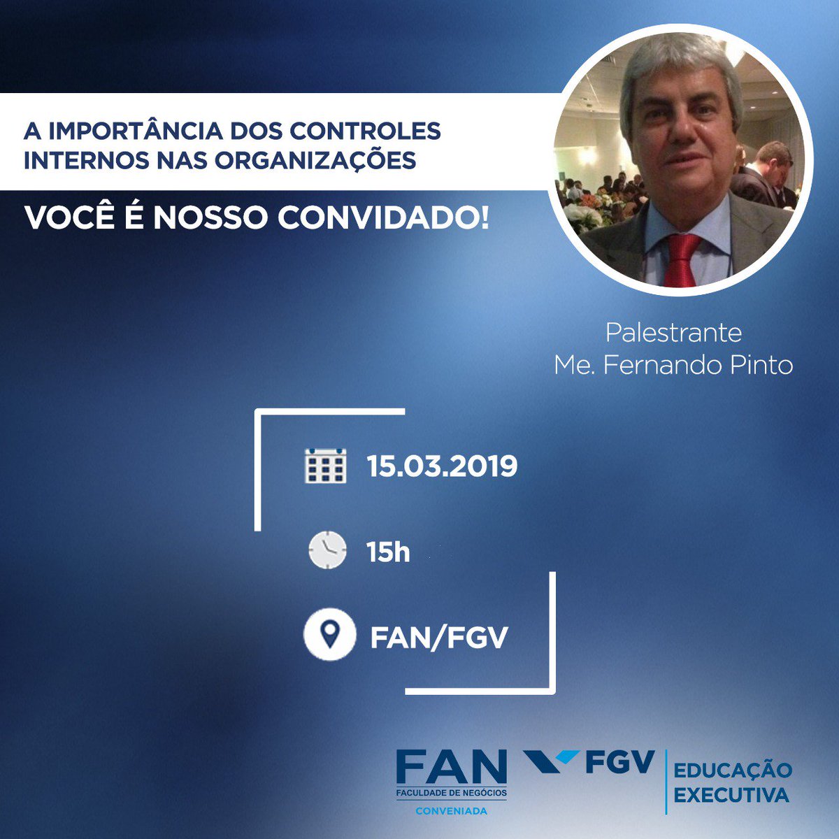 A FAN/FGV traz para você!

Palestra: A importância dos controles internos nas organizações, ministrada pelo Me. Fernando Pinto da FGV.

Você é nosso convidado especial!

Inscrições gratuitas: goo.gl/kC2pHs