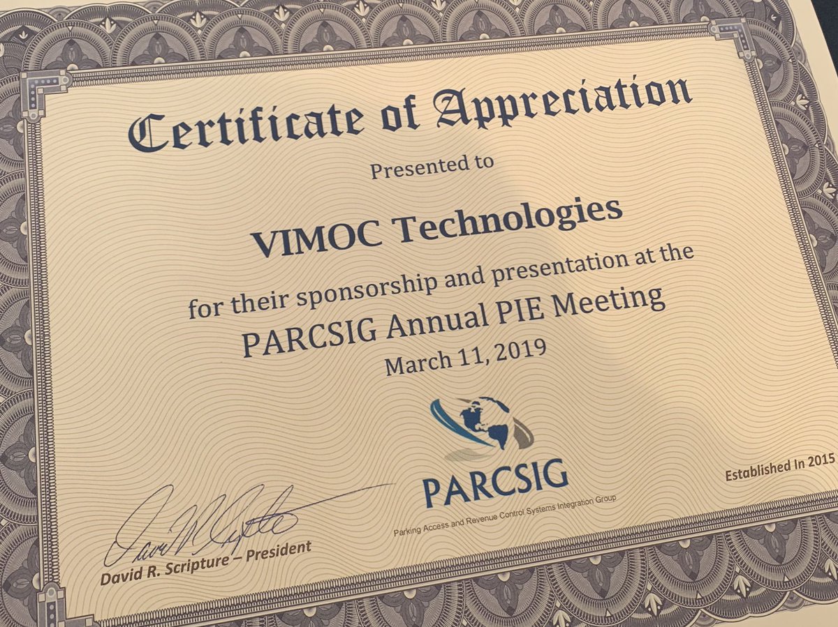 VIMOC's tweet photo. Thank you Parcsig #PIE2019 https://t.co/XW9XAmvA4j
