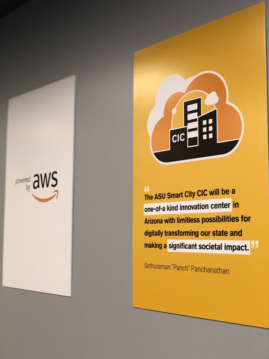 ASUResearch's tweet image. At @ASU SkySong this morning for the opening of the ASU Smart City Cloud Innovation Center powered by AWS. #SmartCities