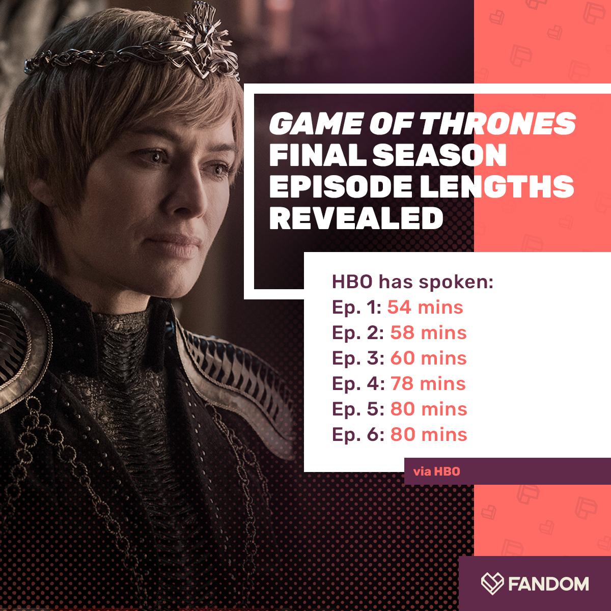 Fandom On Twitter Hbo S Gameofthrones S8 Episode Listings Are