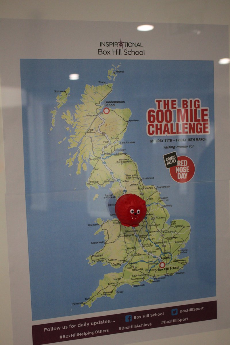 BoxHillSport's tweet photo. Our year 8's kicked off our @comicrelief Big 600 Mile Challenge today with an impressive 233 miles! A great way to start day 1 and we are now just outside of Preston! #ComicRelief #BoxHillSport #BoxHillYear8 #BoxHillRoundSquare @boxhillschool https://t.co/vOojoI9rc4