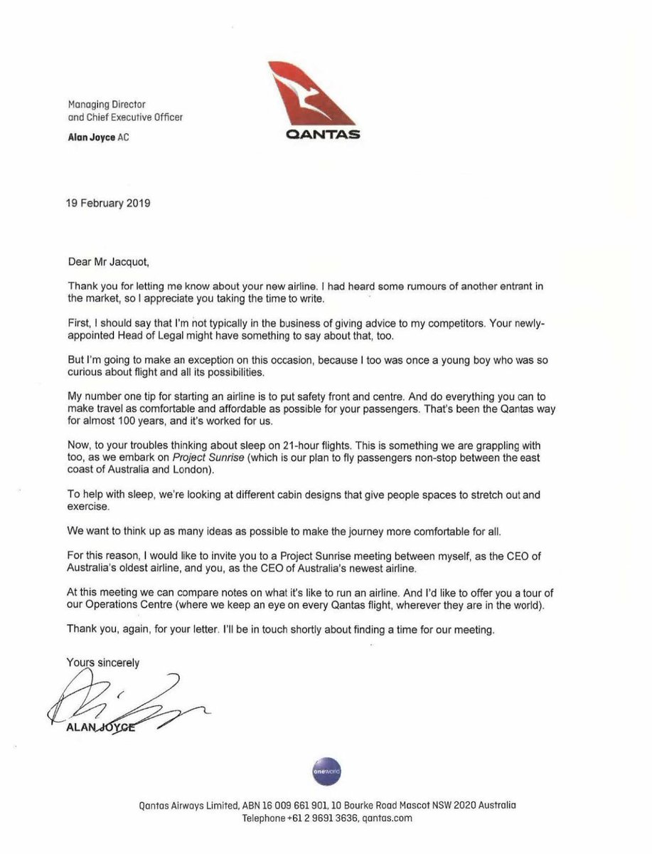 10-year-old kid says he’s starting an airline, writes <a href="/Qantas/">Qantas</a> CEO for advice. CEO responds! (H/T <a href="/OriginalYoni/">Yoni</a>)