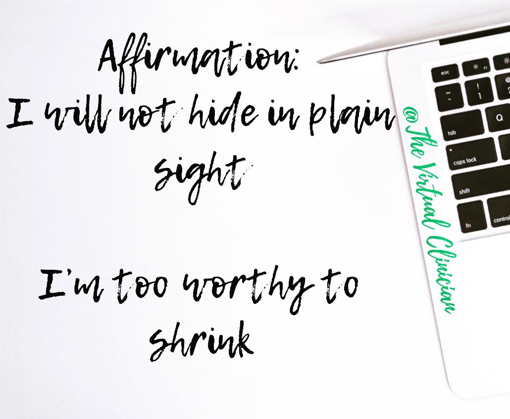 TheVirtualLCSW's tweet image. ✨Your voice needs to be heard and your presence felt

✨You are more than enough and deserve what you’ve earned

✨ You are worthy of your position and the places you occupy

Imposter syndrome, anxiety, and “playing it safe” won’t rule your week. #MondayMotivation