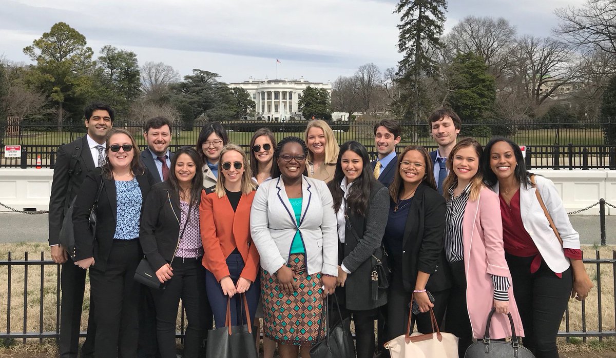BUPardeeSchool's tweet photo. Our graduate students checking in from in front of the White House! They will also be visiting Capitol Hill, Homeland Security, and attending a networking reception with Pardee School alumni! #PardeeInDC https://t.co/pwfSYmHJLe