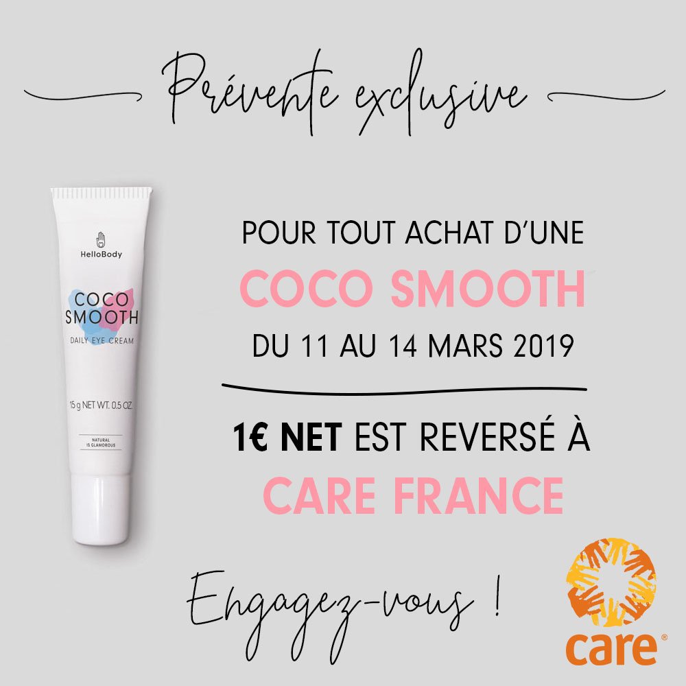 hellobody_fr's tweet image. BONJOUR COCO SMOOTH ! Notre crème contour des 👀 dispo en exclu pour la 🇫🇷 en prévente, envoie du 💚 à ton visage mais aussi du 🤝 à l'association @CAREfrance ! Go sur hello-body.fr  pour faire une bonne action 😍 pour toi et pour eux ! #HelloBody #CAREfrance