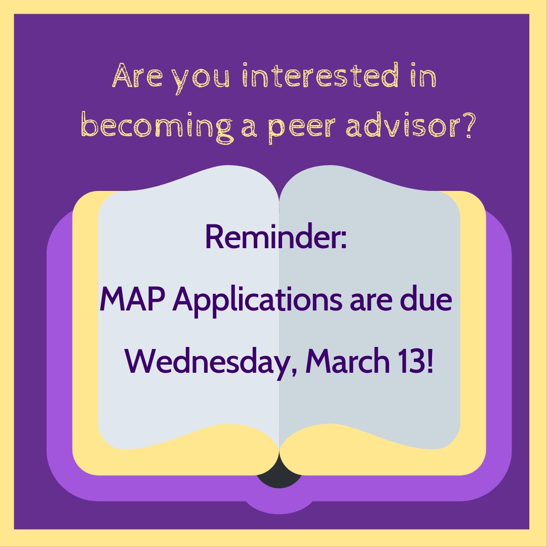 Want to join our team of dedicated peer advisors? The MAPs are hiring for the 2019-2020 school year! Don't forget, applications are due this Wednesday, March 13!

Apply on JobLink Today! joblink.jmu.edu

#JMU #MadisonAdvisingPeers