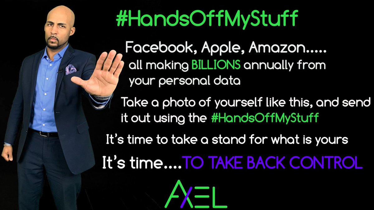 AXELUnlimited's tweet photo. Send a message to the big tech companies that you want them to respect your #privacy and to stop collecting your data! Send us your photos of you putting up your hands and tag it with #HandsOffMyStuff!

#dataprivacy #dataprotection https://t.co/NJvJQUhhZb