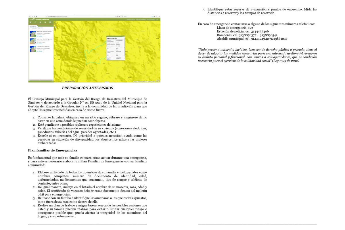 alcSimijaca's tweet photo. El Consejo Municipal para la Gestión del Riesgo de Desastres del municipio de Simijaca, invita a la comunidad para que adopte las siguientes recomendaciones en caso de sismo fuerte. https://t.co/5YcBzy2GGV