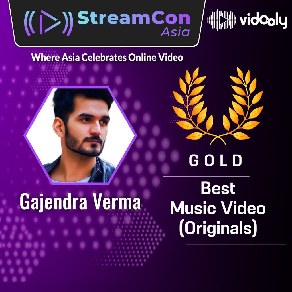 vidoolydotcom's tweet photo. Congratulations @ivermagajendra ( Gajendra Verma ) for the Gold win in "Best Music Video (Originals)" category.
#StreamConAsia #ChaloStreamCon #StreamConAsia2019Awards #Awards #StreamConAwards #vidooly #GajendraVerma https://t.co/kzfLB9gbaB
