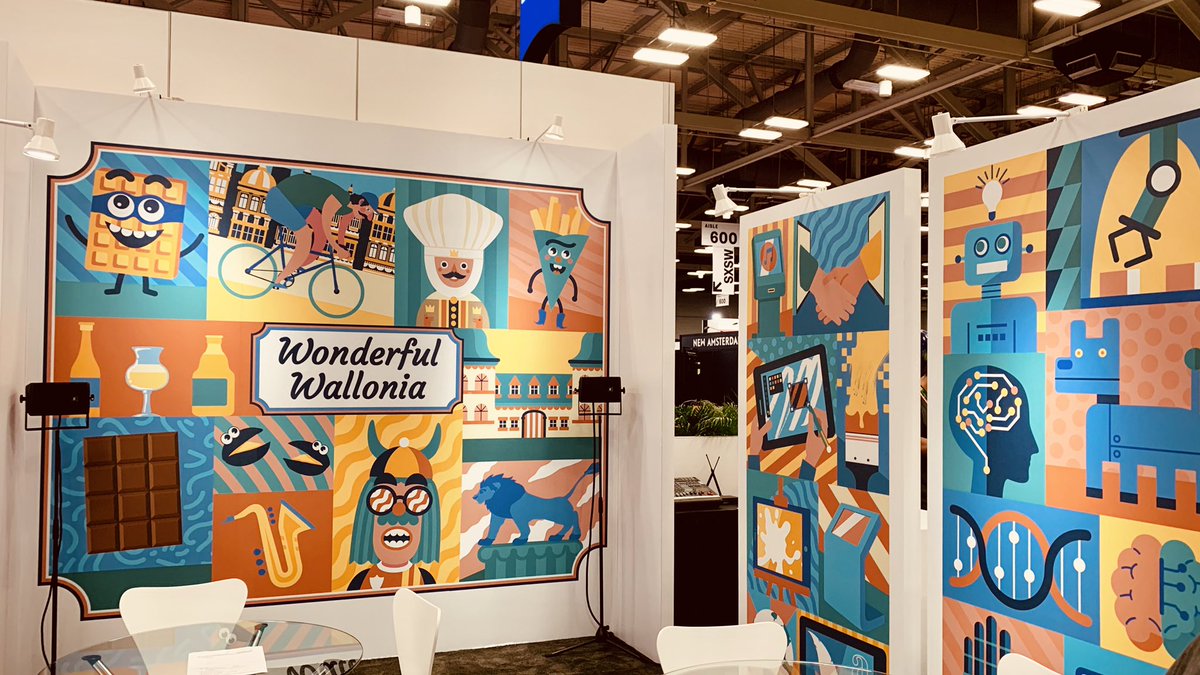 LArtChetype's tweet photo. @LArtChetype - Make AR booth for @AWEX_Belgium - @sxsw  - @HowdyWallonia - Graphic art by Patrick Croes https://t.co/Hplm732GlG
