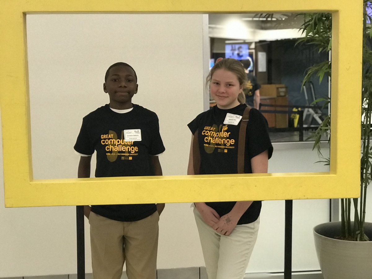 EatonMS1's tweet image. Eaton Middle School students, Makenna and Cornelius, enjoy a Saturday at ODU competing in the Great Computer Challenge.  We are very proud of these two students. #GCC2019 #BayDiesel