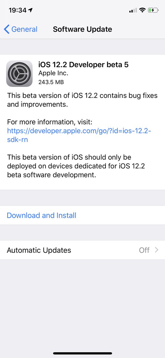 iSWUpdates's tweet image. iOS 12.2 Beta 5 (16E5223a) has been released. #iOS #iOS122 #Beta5 #iOS122DevBeta5 #iOS122Beta5