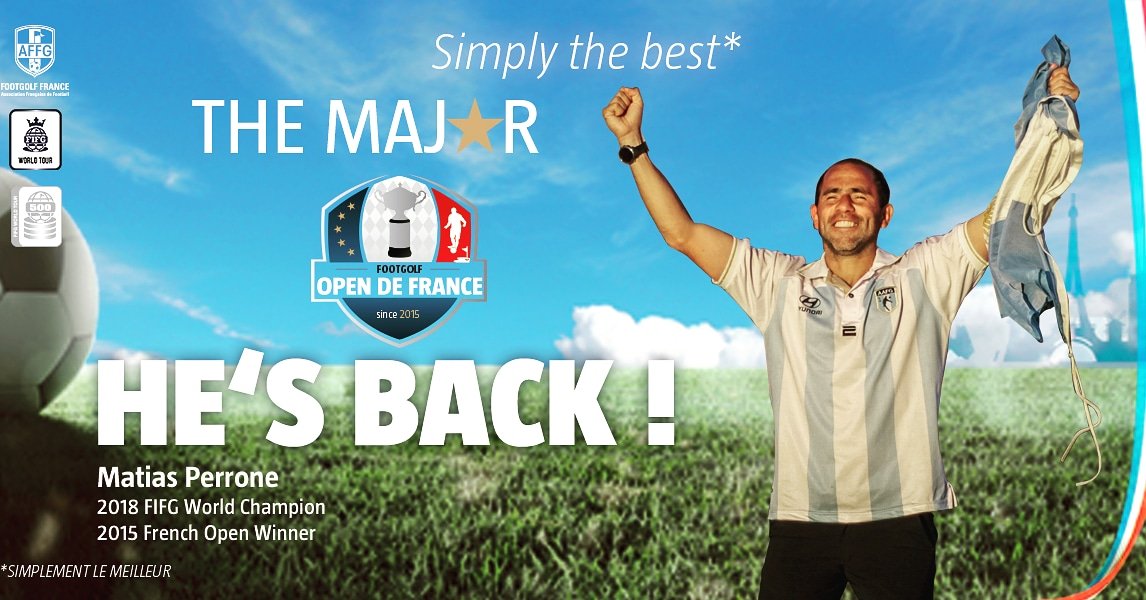 FootGolfFrance's tweet photo. #ODF #FootGolfFrenchOpen
@perronematias is back for the 2019 edition
Meet the 2018 World Champion from June 14 to 16 at @golfparchersant
#FIFGWorldChamp #2015Winner
#TheMajor #SimplytheBest #EspritFootGolf #FootGolf ⚽⛳ https://t.co/OlNEq9phr3