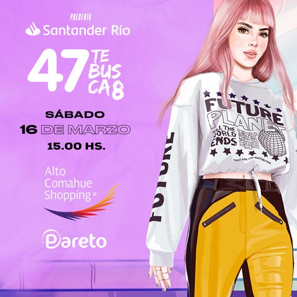 Nos preparamos para un nuevo “47 Te busca” en <a href="/AltoComahue/">Alto Comahue</a>  

Este próximo sábado 16 de marzo, es tu día para brillar junto a todo el equipo de <a href="/47channelar/">47channelar</a>

Descárgate la aplicación e inscribite en el concurso. Te esperamos! 💜 <a href="/47st/">47 Street Oficial</a>