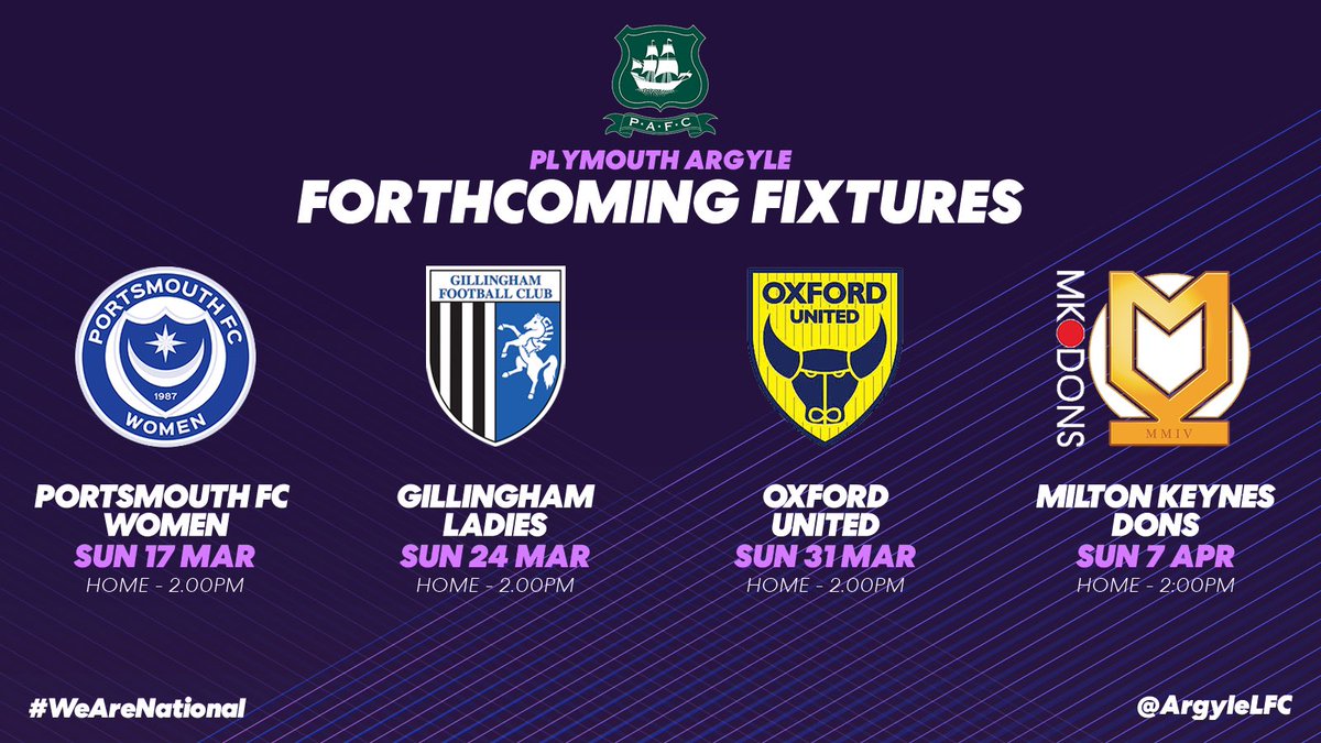 ArgyleWFC's tweet photo. FIXTURES | Home is where the 💚 is.

Next four fixtures leading up to our @devon_fa Senior Women’s Cup Final are all at home starting with @officialpompeyw this Sunday @homeparkstadium

#WeAreNational

#WeAreArgyle 🇳🇬🇳🇬🇳🇬 https://t.co/O3q83SAtKC