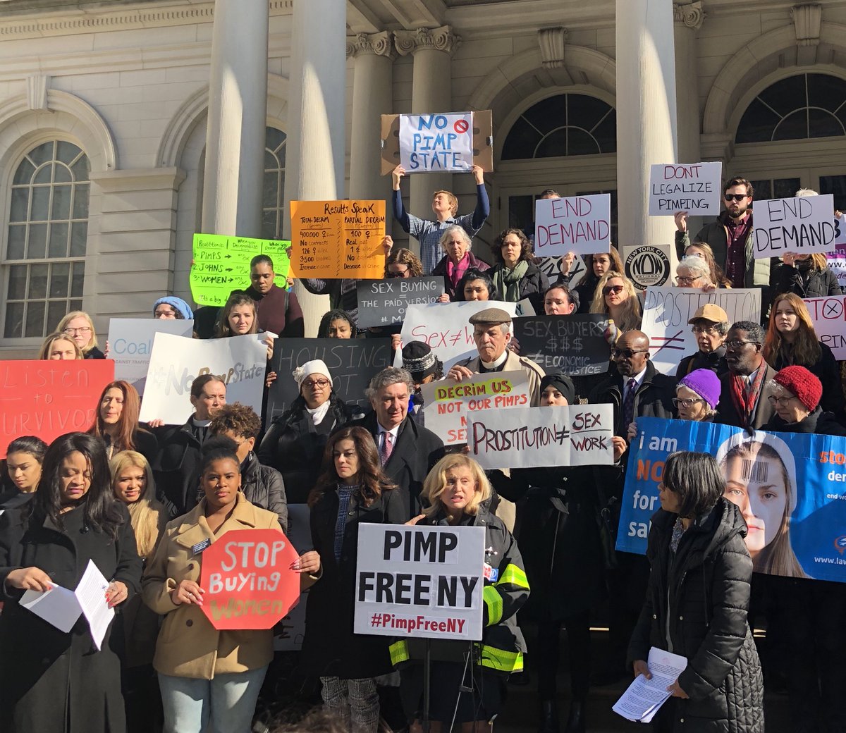 This morning I joined <a href="/NOW_NYC/">NOW-NYC</a>, <a href="/CATWIntl/">CATW International</a>, and women leaders to oppose the decriminalization of pimping &amp; buying sex. We need to protect sex workers without legalizing pimping. #PimpFreeNY