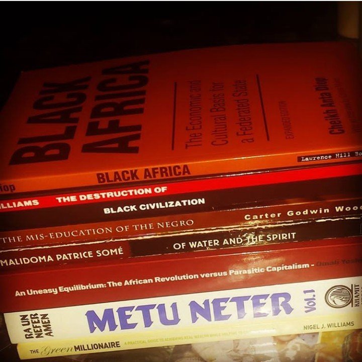 queensoncode's tweet photo. The 20, 16 and 11 year old's reading list, right here. You cannot enslave a mind that knows itself. We are women who stand for #BlackLiberation, #BlackWoman , #BlackMan and #BlackChild. We love us first. #IssaMood #IssaVibe #IssaTribe #CrownsUp https://t.co/IrQaNDzISZ