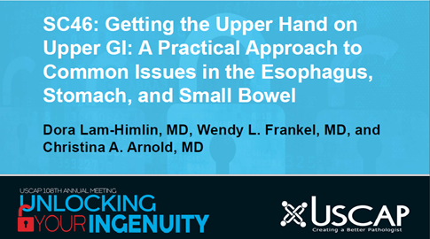 CArnoldMD's tweet photo. If you are looking for the latest updates on the Upper GI tract, check out our USCAP short course Thurs March 21 8-1130A in National Harbor 10 with @WendyFrankelMD, @DoraGIPath, and me. Hope to see you soon! #UpdatedGuidelines #PracticalTipsGalore #SampleNotes #NewEntities https://t.co/SD8osDog8n