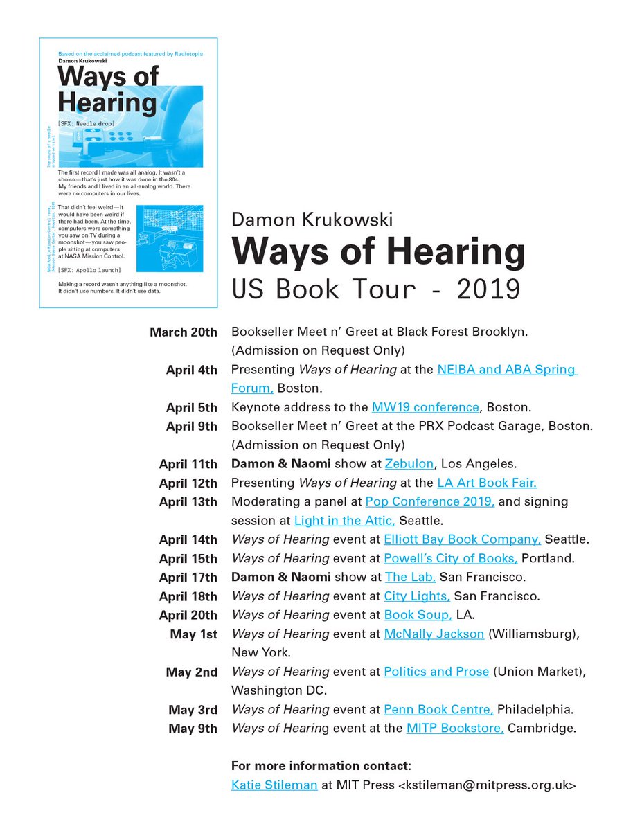 dada_drummer's tweet photo. BOOK TOUR!!! @KatieStileman @mitpress #WaysOfHearing https://t.co/rUWrsCtY2j