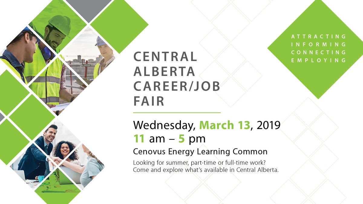 yoursardp's tweet image. Are you looking for summer, part-time, or full-time work? Check out the Central Alberta Career/Job Fair this Wednesday, March 13th from 11 a.m. - 5 p.m. in the Cenovus Energy Learning Common!!
@RedDeerCollege #myrdc
