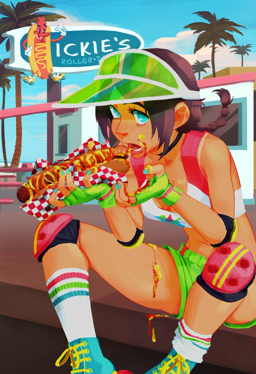 ApricotKnight's tweet photo. I finally get to show this piece! Was for the Innuendo gallery @lightgreyartlab if I'm not mistaken the show is still going on for a bit more! 
Enjoy your dicky 🌭! :9
#innuendo #lgal #illustration https://t.co/ZaxjxFQoJO