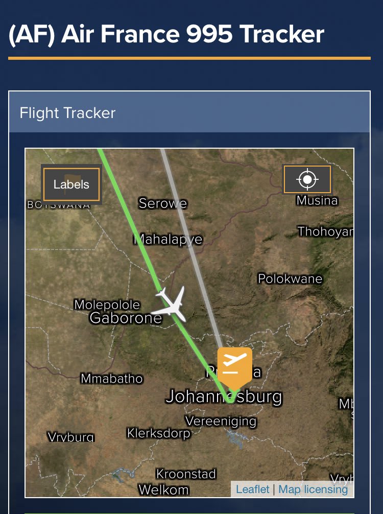Mypule_'s tweet photo. The way I’m monitoring this flight! They’re almost in Joburg!!! 💃🏽💃🏽💃🏽. #AF995 https://t.co/uWFmnim2m7
