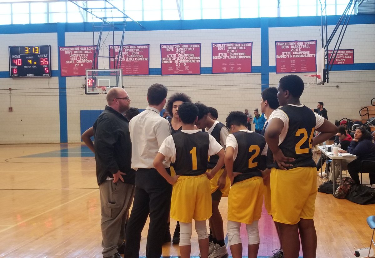 Our basketball team giving their all in game against @McCormackMiddle.