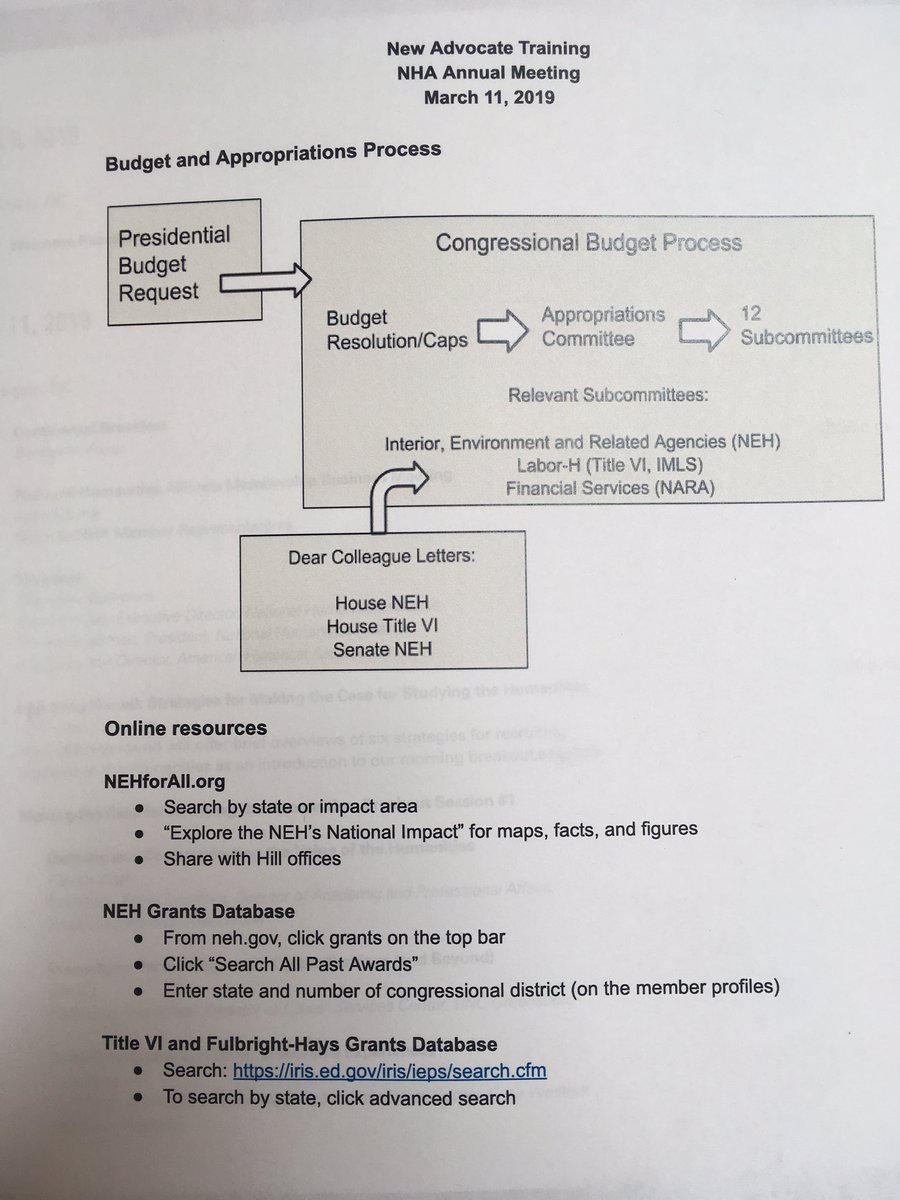 XULA_CCE's tweet photo. Attending the New Advocates Training at the NHA Annual Meeting to learn about the appropriations process, our funding requests for the #humanities and how to structure a Hill visit. @HumanitiesAll #HAD19 #XUCCE https://t.co/n6Ejkac31e