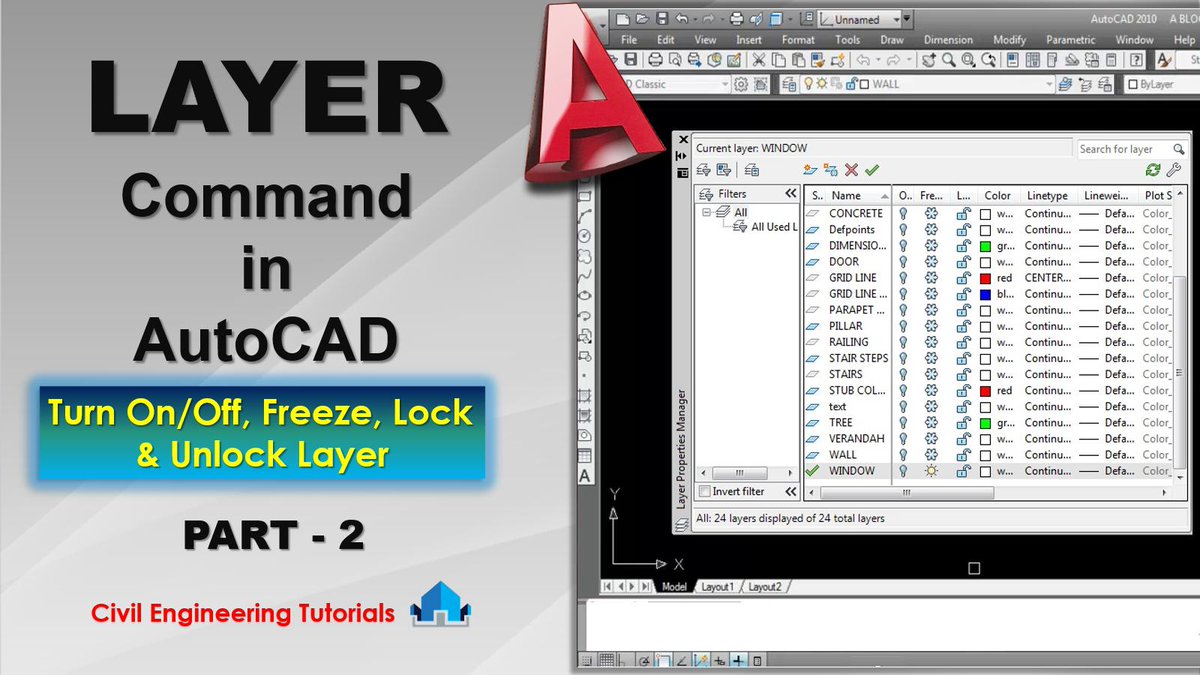 CIVILTutorials's tweet image. AutoCAD #31 - How to use LAYER Command in AutoCAD - PART 2 (Turn ON/OFF Layer|Freeze|Lock|Unlock)
youtu.be/OLEcPVnpf5w
#CivilEngineeringTutorials 
#CivilTutorials 
#AutoCADCommands 
#AutoCADBasics