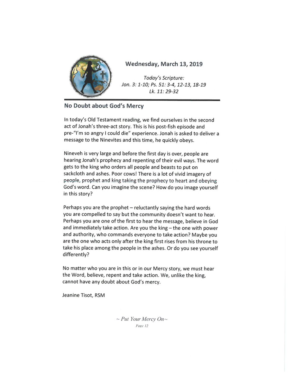 MMUMinistry's tweet photo. Daily Reflection posted with permission: Copyright © 2019 Sisters of Mercy West Midwest Community https://t.co/7Eri3H8Pxc