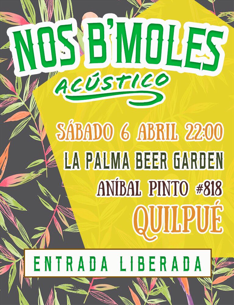 Vaya agendando el 6 de abril!!! No se lo pierda, estaremos en Quilpué en “La Palma Beer Garden” Anibal punto 818 !!! 😎🌴