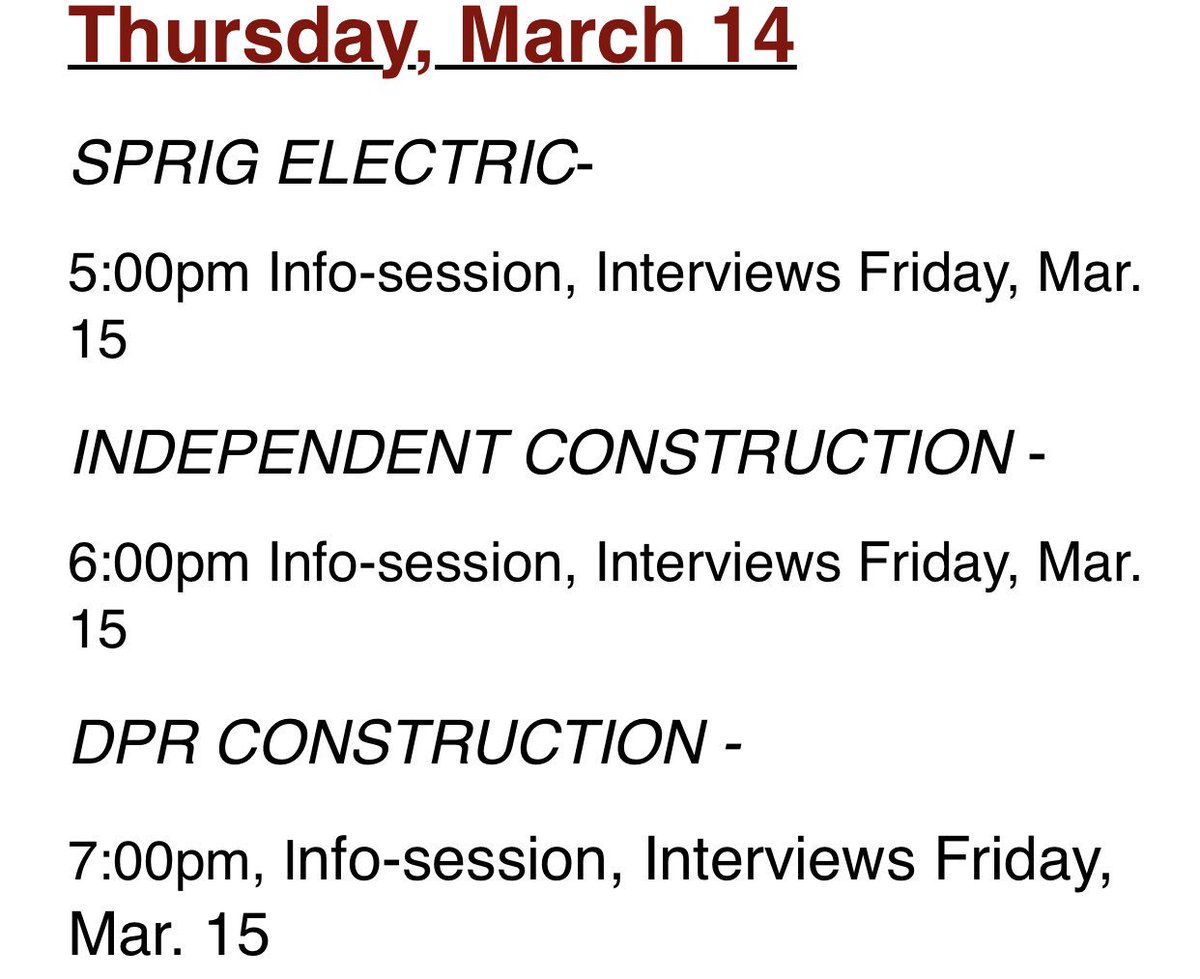 Company Recruitment Week 5!! Spots are still available, stop by today with your resume to sign up! Resume paper is available in Langdon 101!