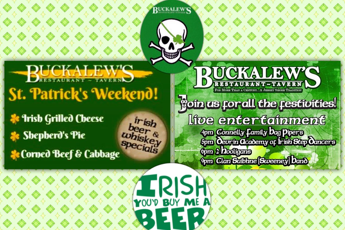 You gotta Be HERE! Specialized Bites, Bands &amp; Beer! <a href="/Buckalews/">Buckalew's</a> #beachhavennj #StPatricksDay #SPD digitalmarketing.blob.core.windows.net/6671/files/St_…