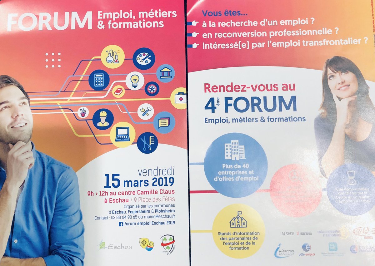 ALUTTERSCHMITT's tweet image. L’équipe emploi du #CD67 dans  les starting-blocks @toutlebasrhin pour le forum #emploi #metiers #formation le vendredi 15 mars à # Eschau #Alsace. Les entreprises et les partenaires du territoire #plobsheim  #fegersheim seront présents de 9h à 12h au centre Camille Claus.